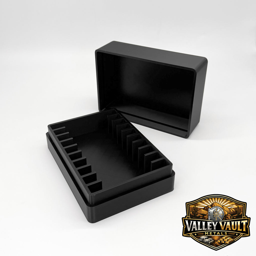 10 oz Silver Bar Capsule Storage Box - Holds 10 Bars with or without Air Tight capsule