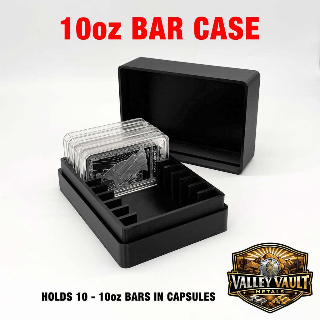 10 oz Silver Bar Capsule Storage Box - Holds 10 Bars with or without Air Tight capsule