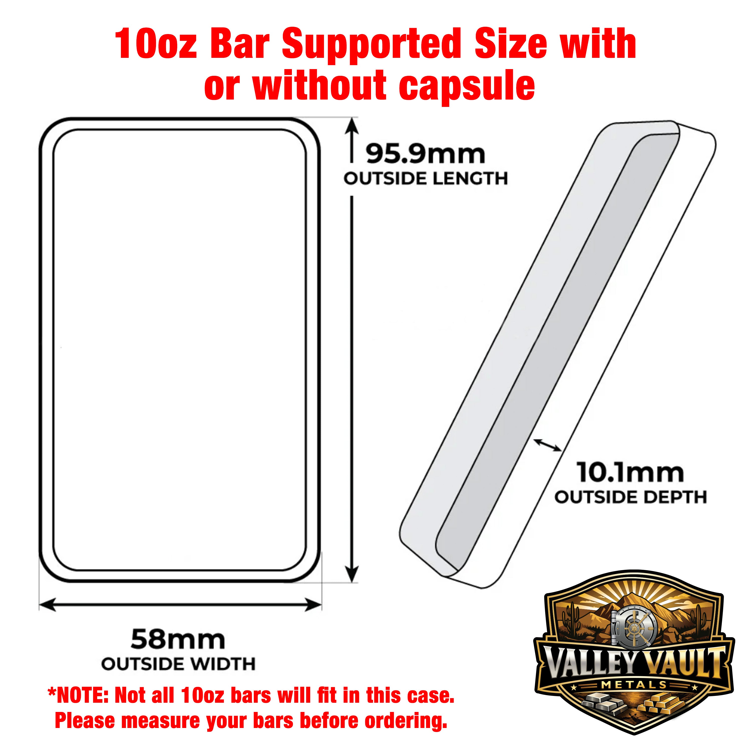 10 oz Silver Bar Capsule Storage Box - Holds 10 Bars with or without Air Tight capsule