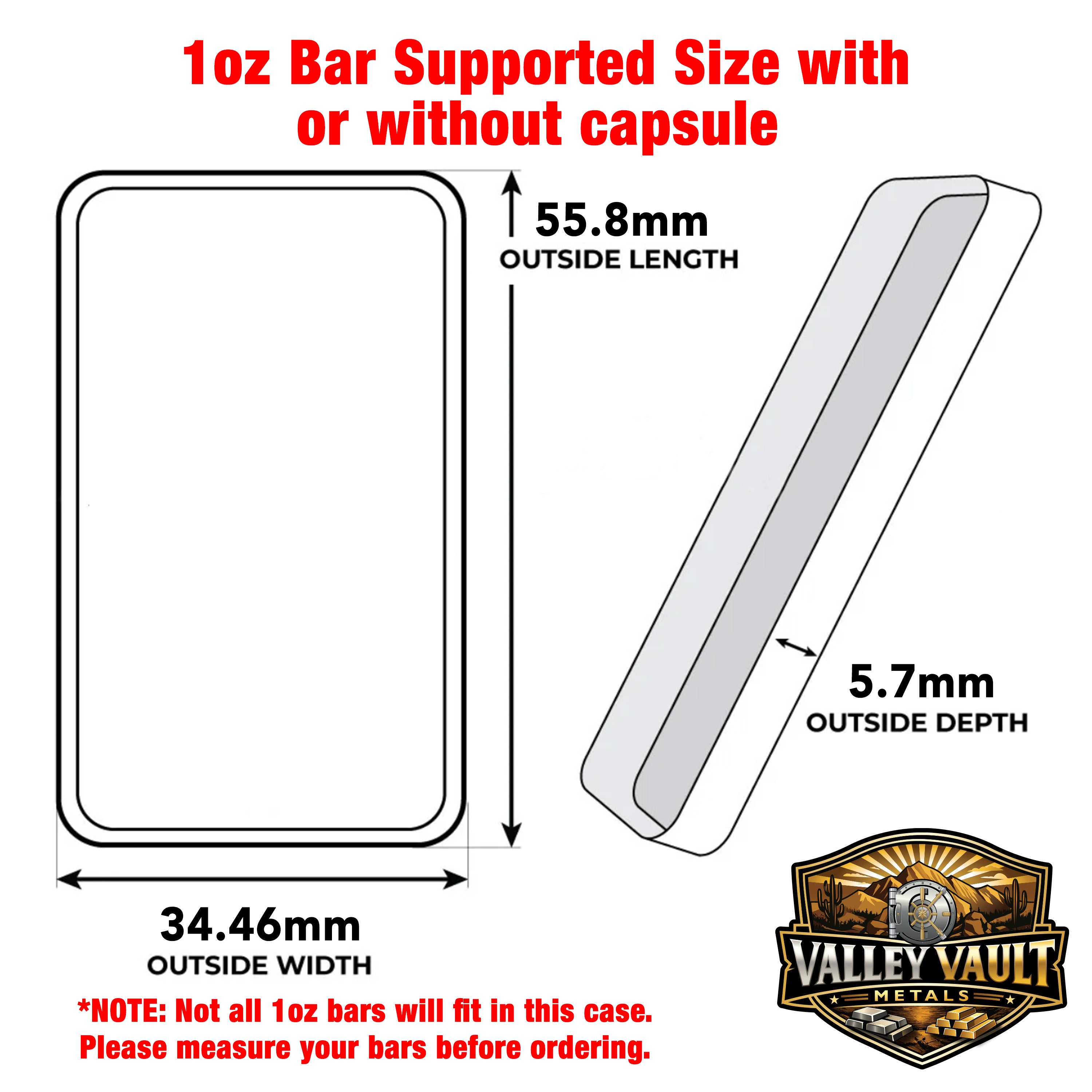1 oz Silver Bars in Capsules Storage Box - Holds 10 Bars