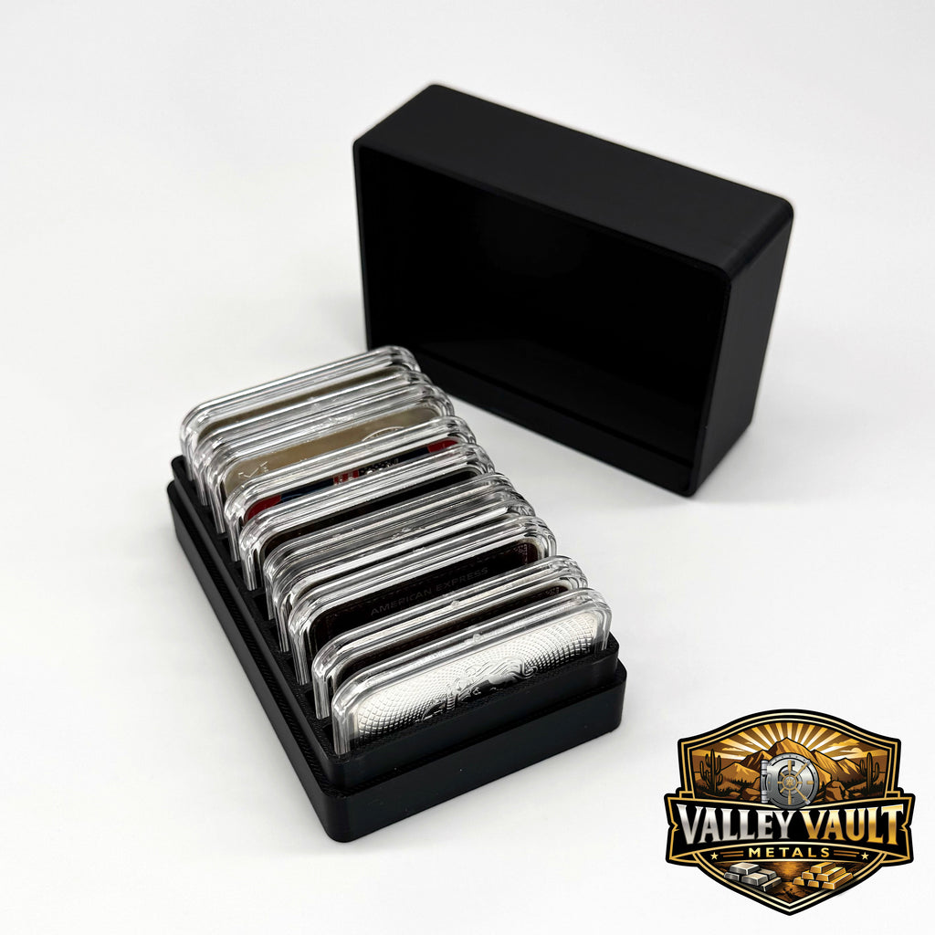 1 oz Silver Bars in Capsules Storage Box - Holds 10 Bars
