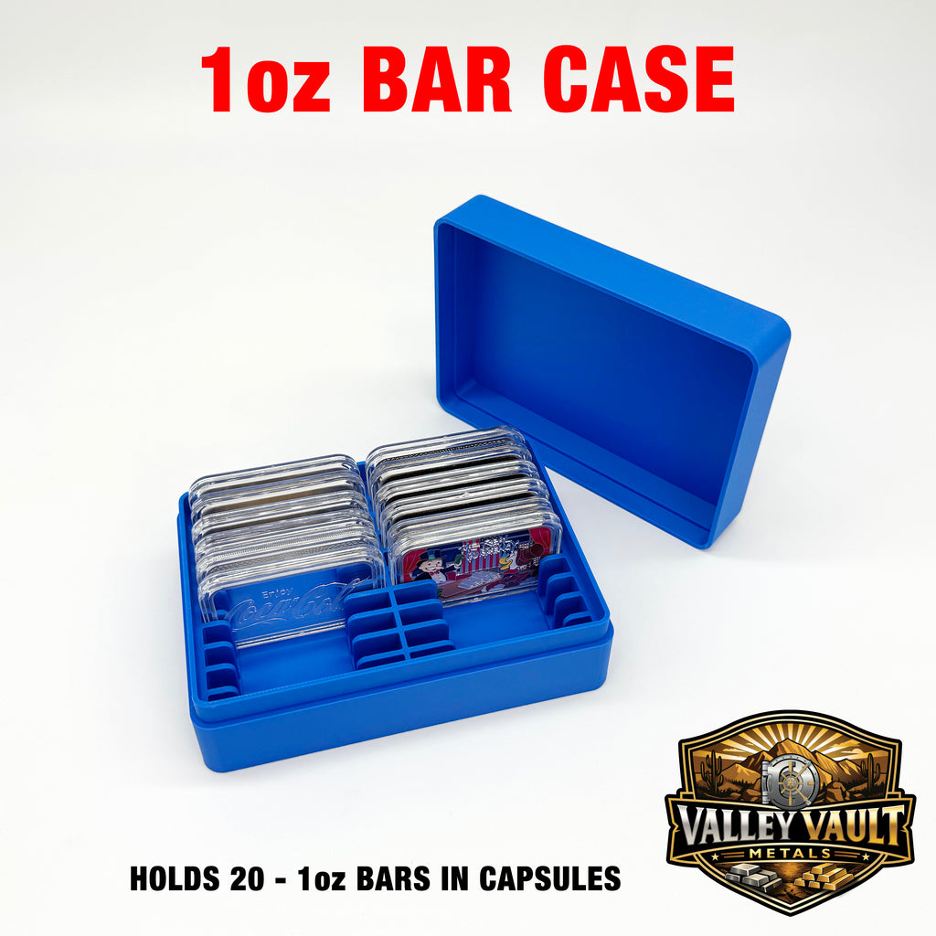 1 oz Silver Bars in Capsules Storage Box - Holds 20 Bars