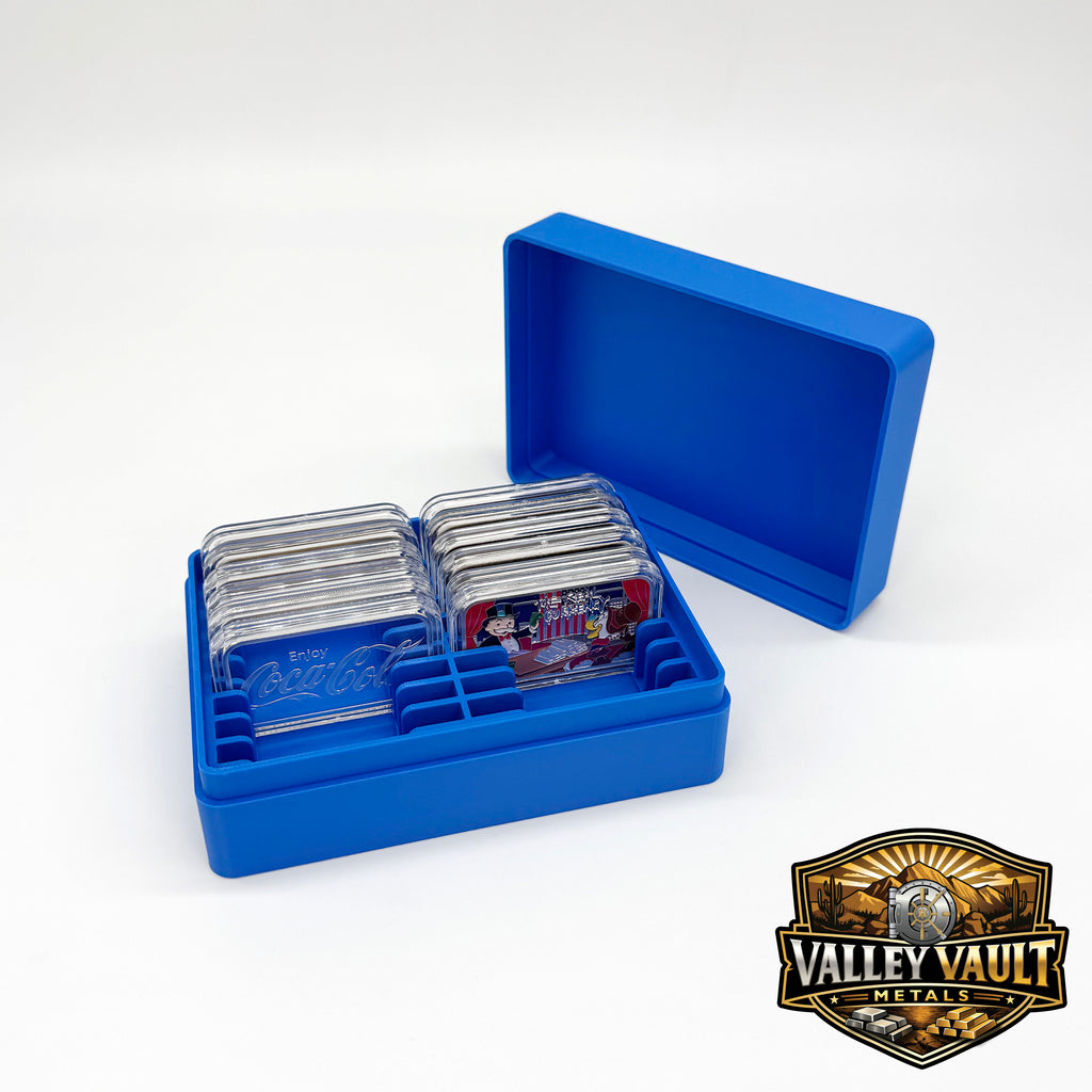 1 oz Silver Bars in Capsules Storage Box - Holds 20 Bars