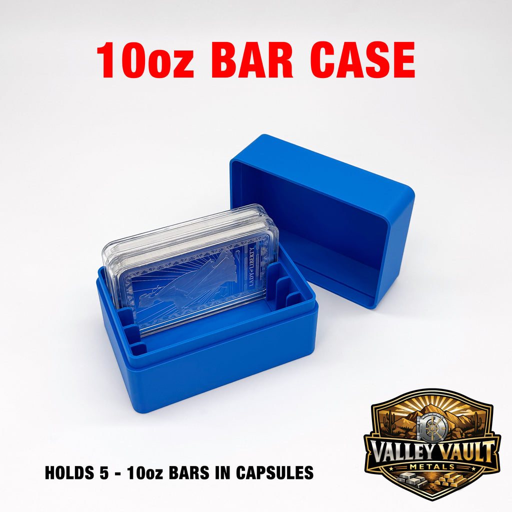 10oz Silver Bar in Capsule Storage Box - Holds 5 Bars with or without Air Tight capsule
