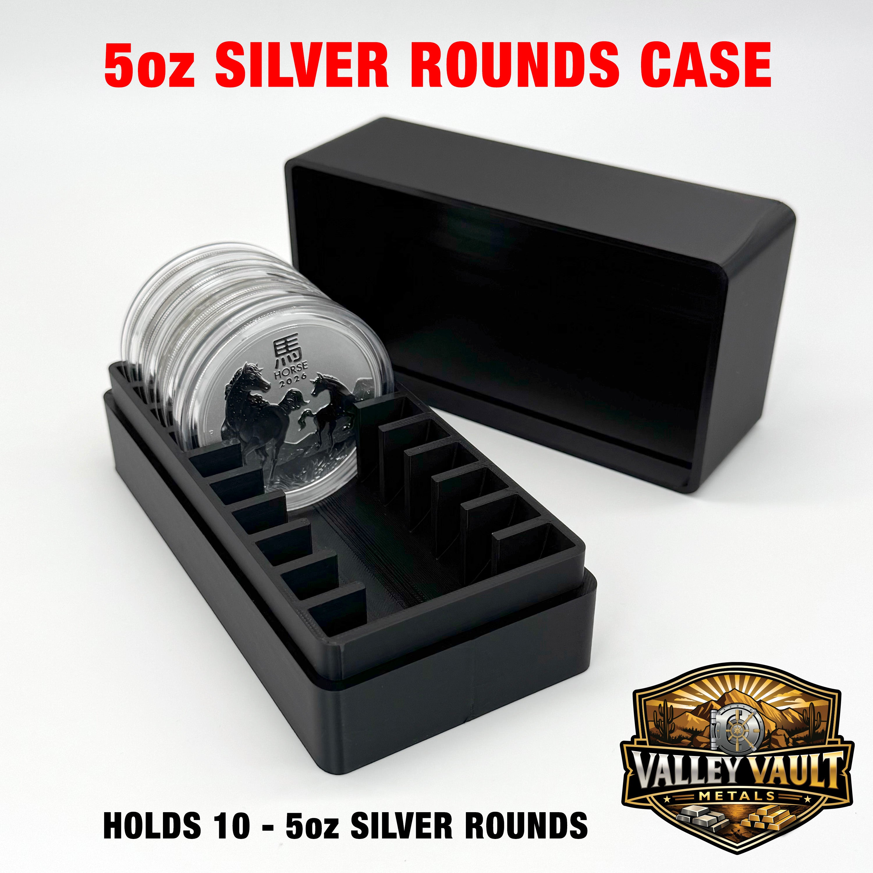 5 oz Silver Rounds in Capsules Storage Box - Holds 10