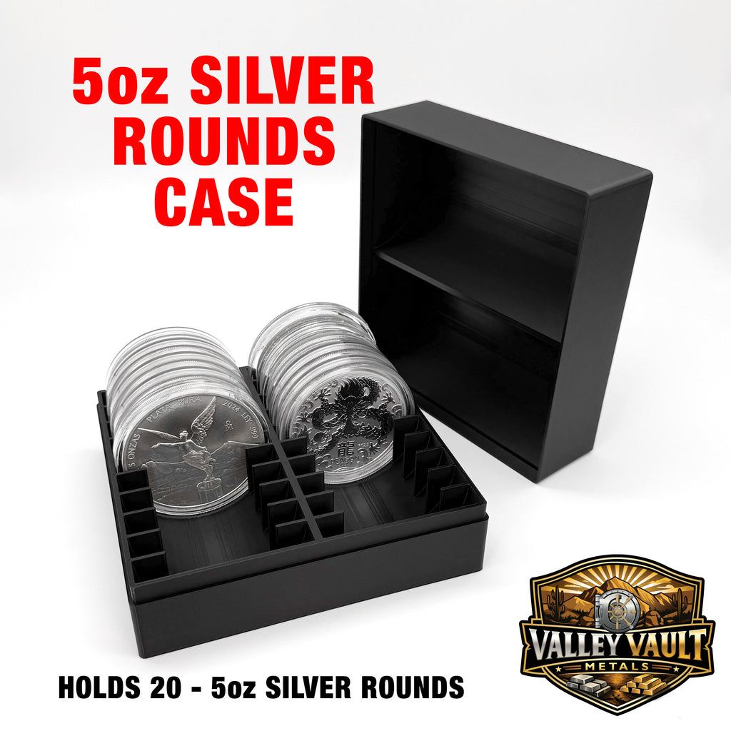 5oz Silver Rounds in Air Tight Capsules Storage Box - Holds 20