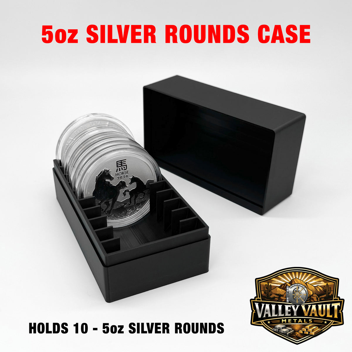 5 oz Silver Rounds in Capsules Storage Box - Holds 10