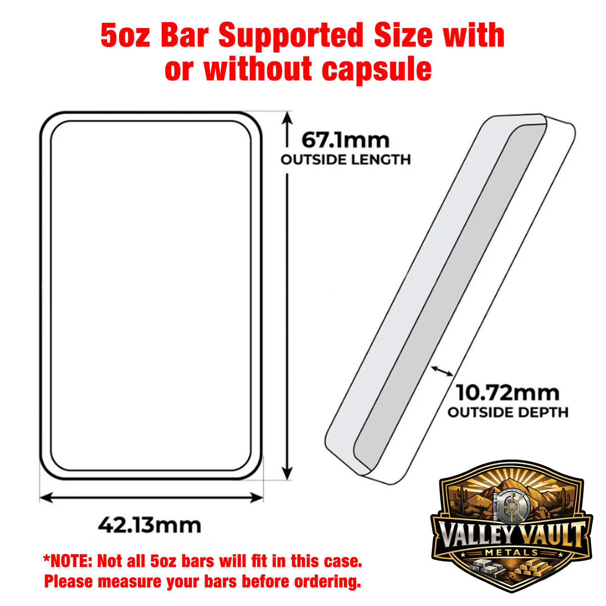 5 oz Silver Bar in Capsule Storage Box - Holds 5 Bars with or without Air Tight capsule