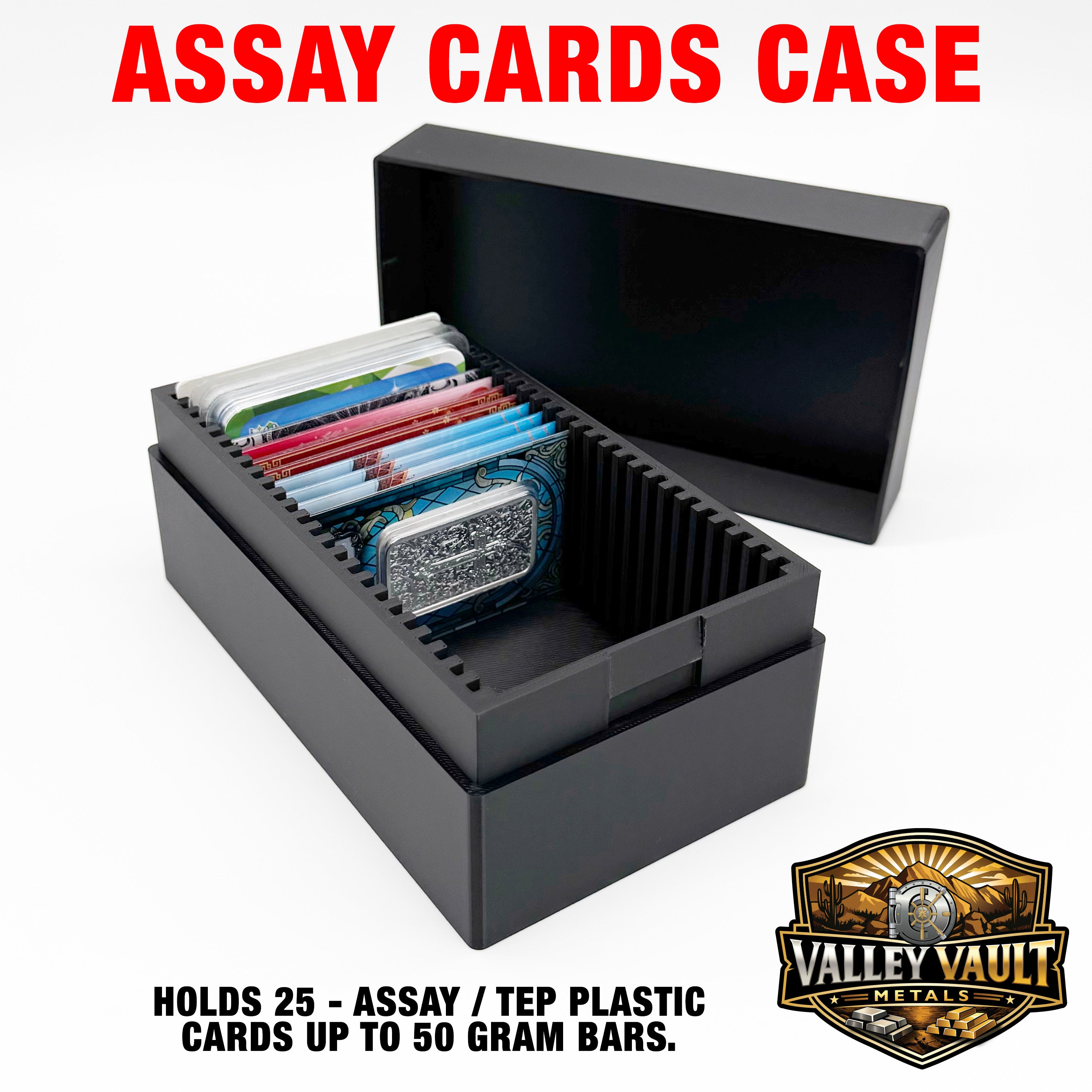 Silver & Gold Bar Assay Card Box - Holds 25 PAMP, TEP, Royal Mint, Germania