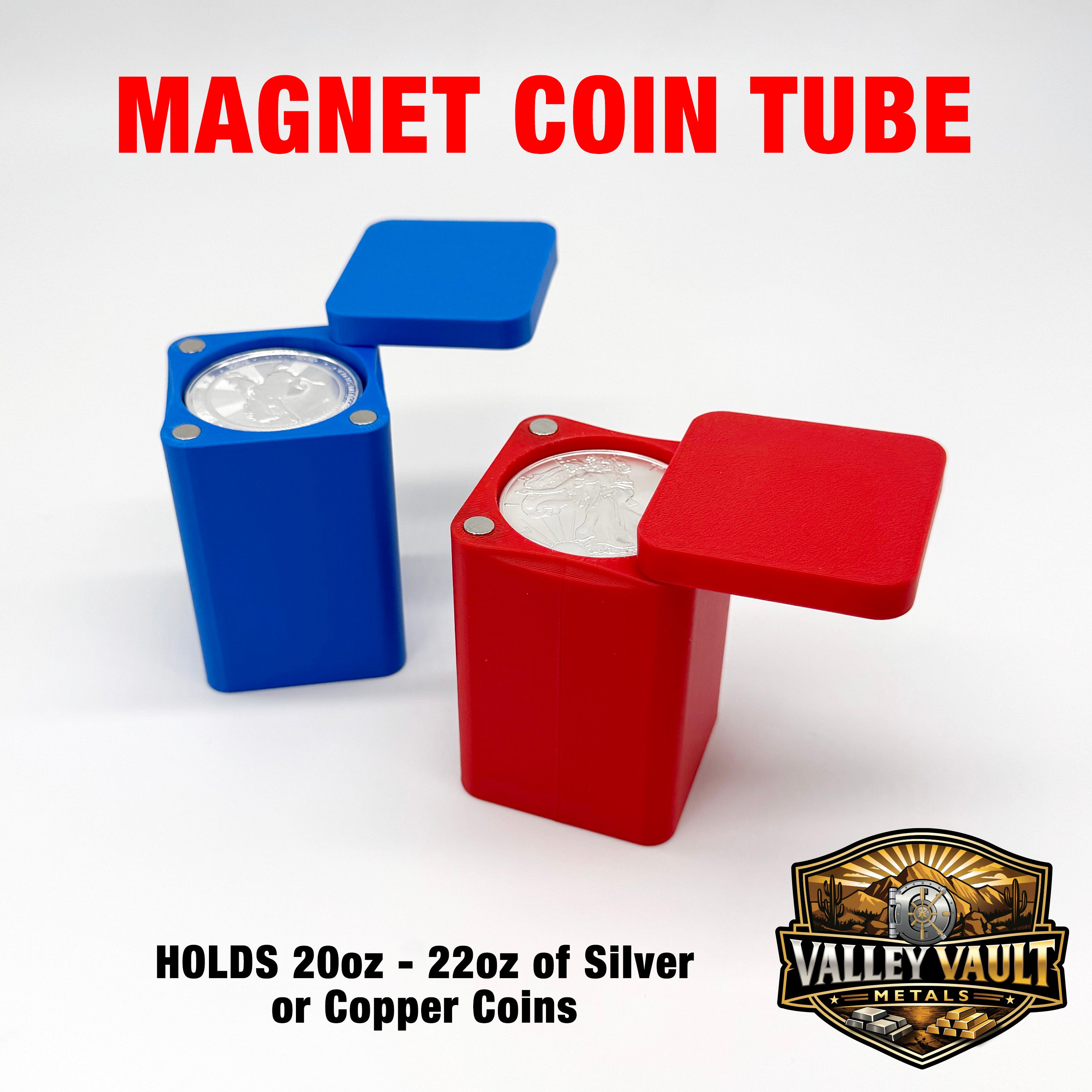 Silver Coin Tube with Magnet Lid - 40.8mm - Holds 20-22oz of Silver or Copper