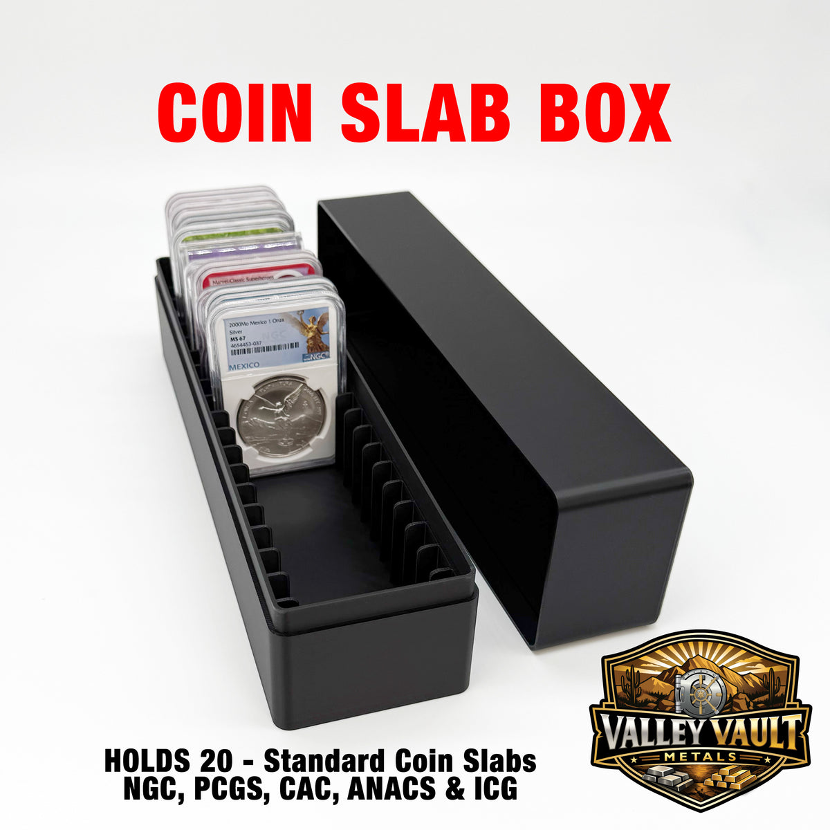 Graded Coin Slab Storage Box - Holds 20 NGC, PCGS, Cac, Anacs & ICG Slabs