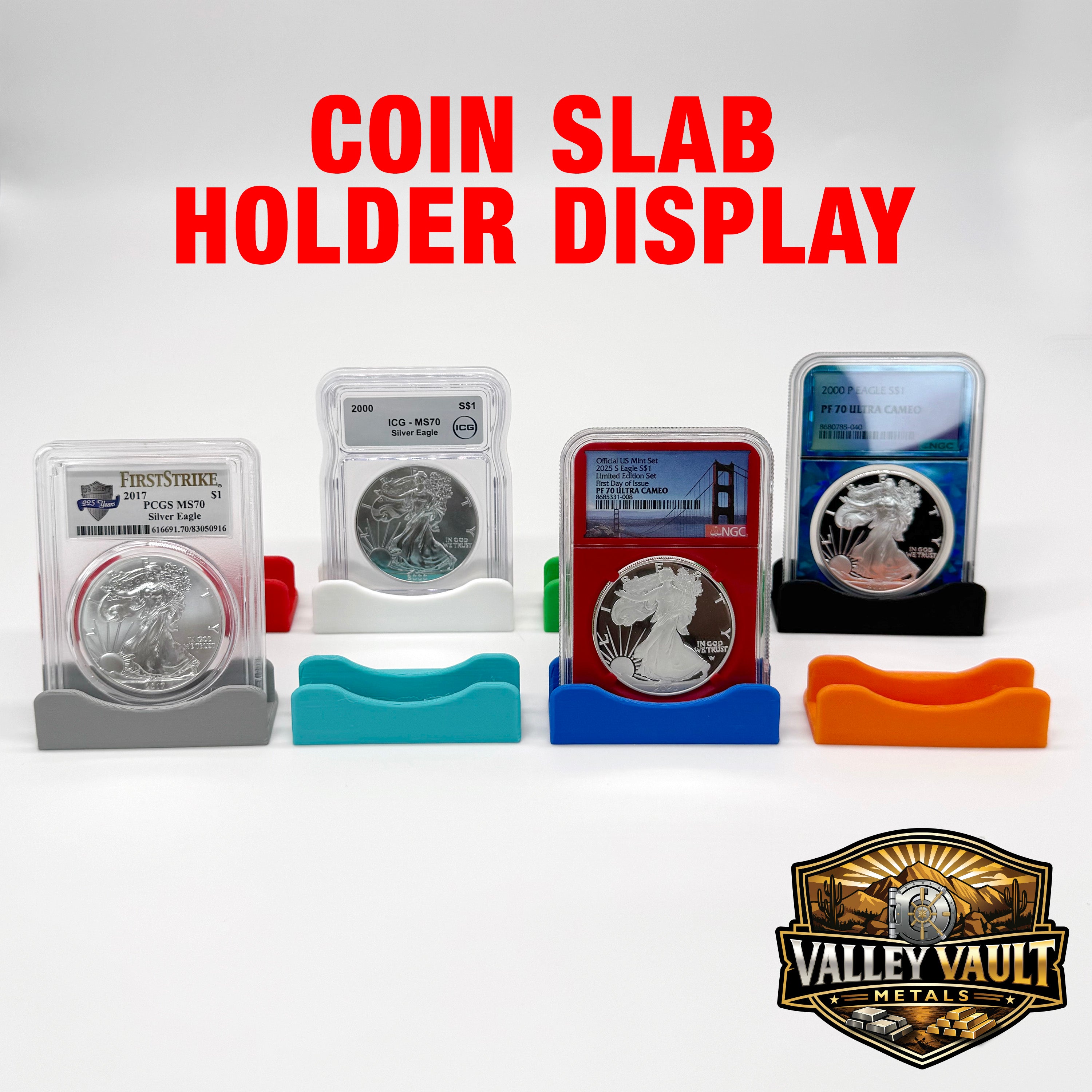 Coin Slab Holder Display -  3 Pack, 5 Pack, 10 Pack or 20 Pack - Holds NGC, PCGS, ICG, and Cac
