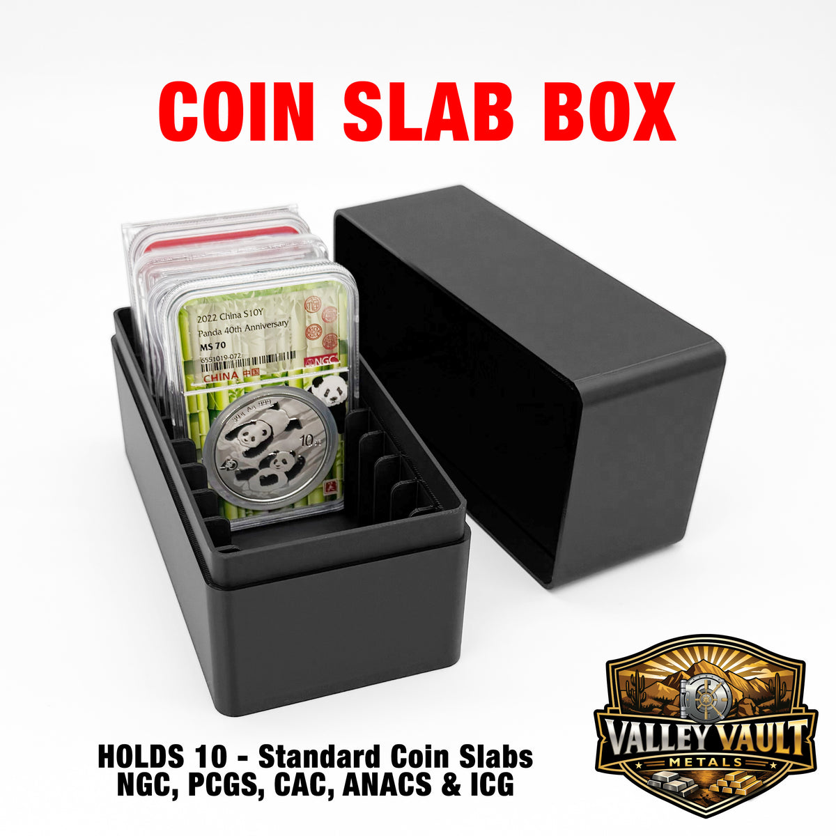 Graded Coin Slab Storage Box - Holds 10 NGC, PCGS, CAC, ANACS & ICG Slabs